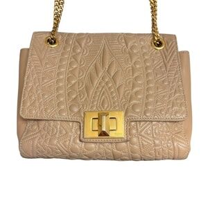 Emilio Pucci quilted leather light pink peach beige crossbody bag